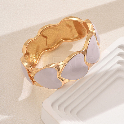 Classic Heart Alloy Enamel Hinged Bangles for Women EM9896-2-1