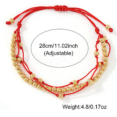 Adjustable Brass Round Beads Multi-starnd Bracelets XW4169-2-1