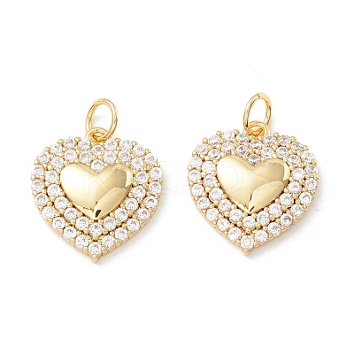 Rack Plating Brass Micro Pave Clear Cubic Zirconia Pendants KK-D073-19G-1