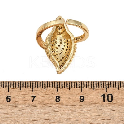 Brass Micro Pave Cubic Zirconia Cuff Rings for Women RJEW-L132-03G-01-1