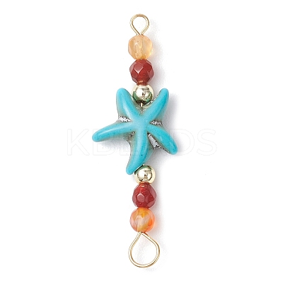 4Pcs 4 Colors Summer Beach Dyed Synthetic Turquoise Connector Charms PALLOY-JF03746-02-1