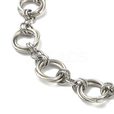 Non-Tarnish 304 Stainless Steel Rings Link Chain Bracelet BJEW-TA00334-02-1