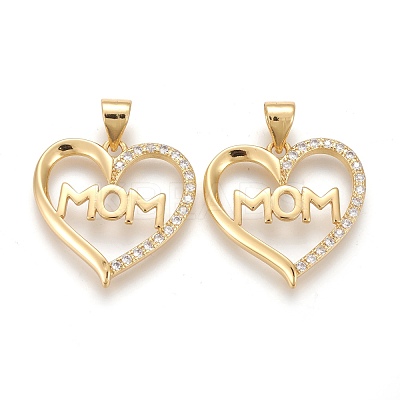 Brass Micro Pave Clear Cubic Zirconia Pendants ZIRC-Z005-06-1