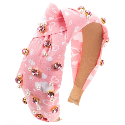 Valentine's Day Pearl Rhinestone Hair Bands PW-WG30591-02-1