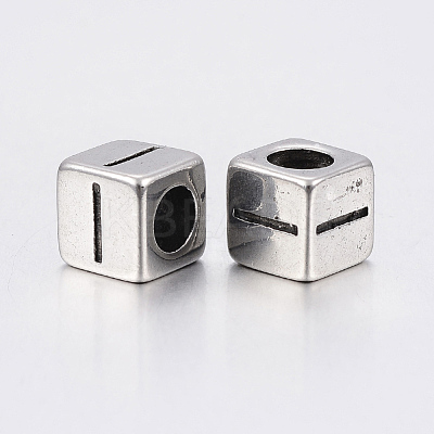 304 Stainless Steel Large Hole Letter European Beads STAS-H428-01AS-I-1