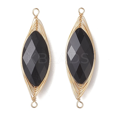 Faceted Glass Horse Eye Links Connector Charms PALLOY-JF04803-1