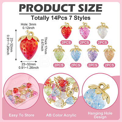 14Pcs 7 Styles Transparent Acrylic with Alloy Pendants TACR-TA0001-86-1