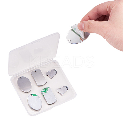 201 Stainless Steel Mirror Polished Finish Stamping Blank Tag Pendants STAS-BC0002-30P-1