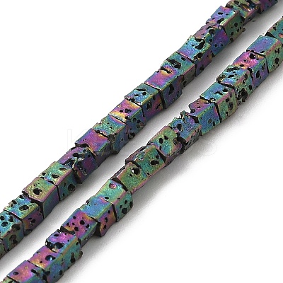 Electroplated Natural Lava Rock Beads Strands G-Q1009-B01-02H-1