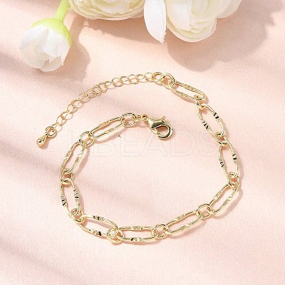 Brass Paperclip Chains Bracelet for Women BJEW-A065-09G-1