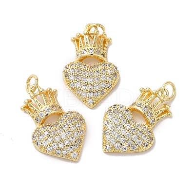 Brass Micro Pave Clear Cubic Zirconia Pendants KK-E068-VA301-2-1