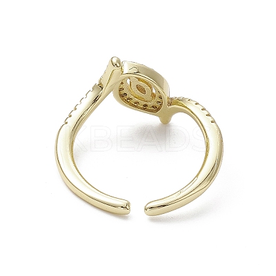 Rack Plating Brass Micro Pave Cubic Zirconia Open Cuff Rings RJEW-K257-41G-1