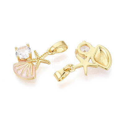 Brass Micro Pave Clear Cubic Zirconia Charms KK-N259-09A-G-1
