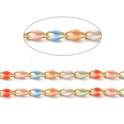 Brass Enamel Curb Chains CHC-C003-13G-13-1