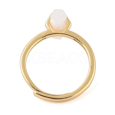 Double Pointed Hexagonal Prism Natural Moonstone Adjustable Rings for Women RJEW-G327-01G-02-1