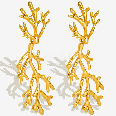 304 Stainless Steel Hip-hop Branch Stud Earrings CQ4800-2-1