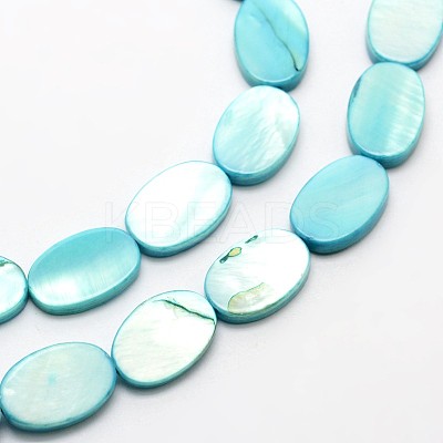 Dyed Oval Natural Freshwater Shell Beads Strands SHEL-E355-11-1