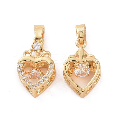 Brass Micro Pave Clear Cubic Zirconia Pendants KK-E068-VC286-1
