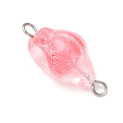 8Pcs 8 Styles Transparent Spray Painted Glass Links Connector Charms PALLOY-JF04464-1