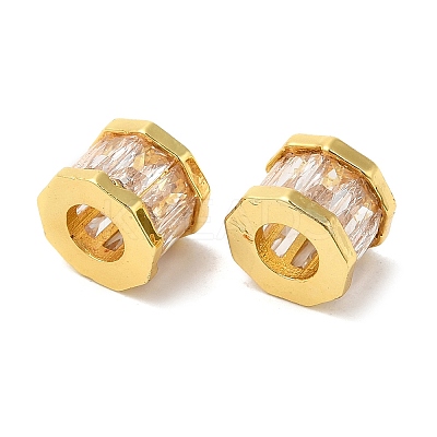 Rack Plating Brass Cubic Zirconia European Beads KK-R147-02G-1
