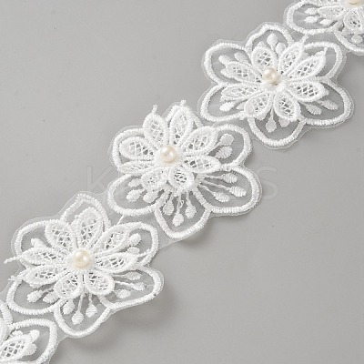 1 Yard 3D 6-Petal Flower Organza Lace Trim Ribbon OCOR-WH20001-28A-1