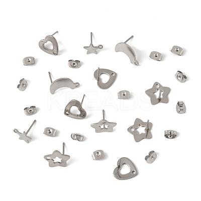 16Pcs 4 Styles 304 Stainless Steel Stud Earring Findings STAS-FS0001-85P-1