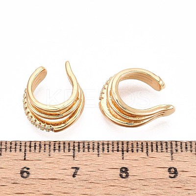 Brass Micro Pave Clear Cubic Zirconia Cuff Earrings EJEW-T047-77G-1