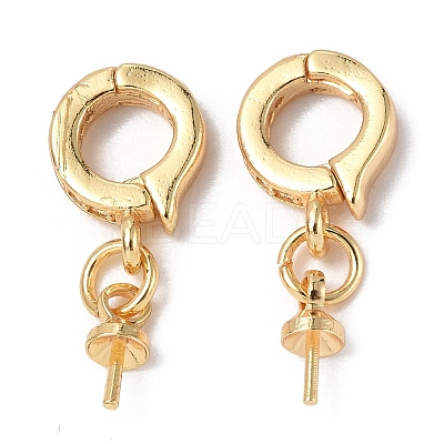 Brass Micro Pave Clear Cubic Zirconia Twister Clasps KK-P223-19G-1