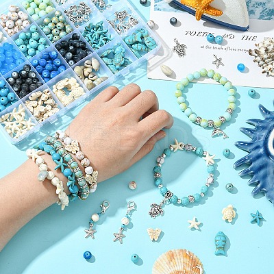 DIY Ocean Theme Synthetic Turquoise & Glass Beads Jewelry Making Finding Kits DIY-YW0010-95-1
