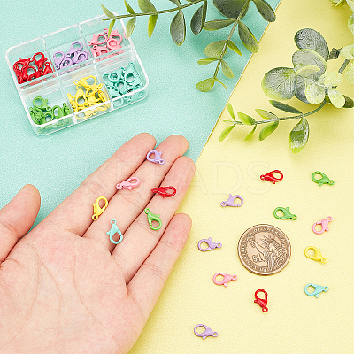 60Pcs 6 Colors Spray Painted Eco-Friendly Alloy Lobster Claw Clasps FIND-PH0004-93-1