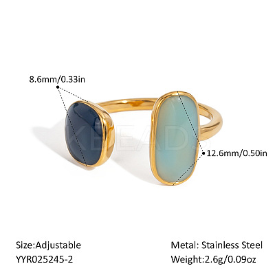 304 Stainless Steel Colorful Open Cuff Rings for Women LS-NC3408-2-1