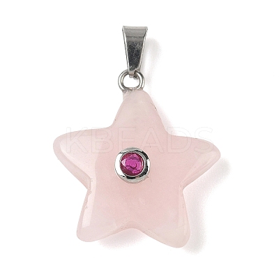 Natural Rose Quartz Pendants G-P599-06P-04-1
