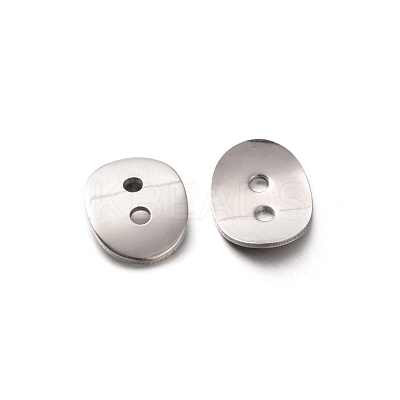 Tarnish Resistant 2-Hole 201 Stainless Steel Flat Oval Buttons for Bracelet Making STAS-E088-03-1