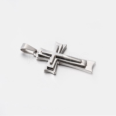 Tarnish Resistant 304 Stainless Steel Cross Pendants LS-STAS-M185-33P-1