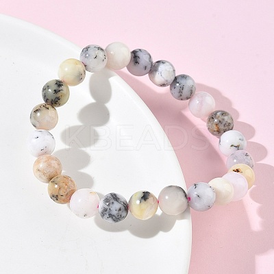 Natural Green Opal Round Beads Stretch Bracelets for Women BJEW-Z158-03L-03-1
