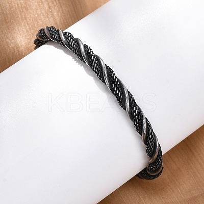316 Surgical Stainless Steel Twisted Rope Shape Cuff Bangles BJEW-P319-04B-1
