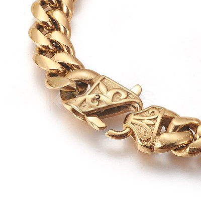 Ion Plating(IP) 201 Stainless Steel Curb Chain Bracelets BJEW-P244-01G-1