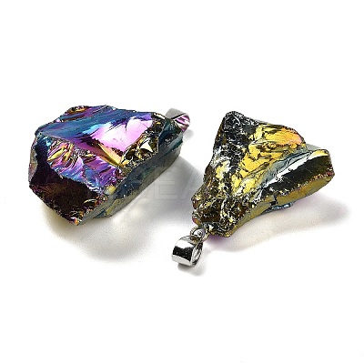 Electroplated Raw Natural Quartz Crystal Pendants G-Q481-20P-03-1