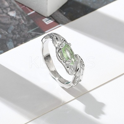 Horse Eye Glass Cubic Zirconia Cuff Rings RJEW-G337-17P-1