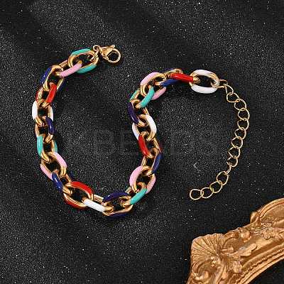 304 Stainless Steel Cable Chains Bracelets BJEW-P351-03G-1