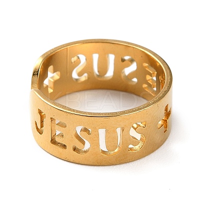 Golden 304 Stainless Steel Open Cuff Rings RJEW-P091-01G-G-1