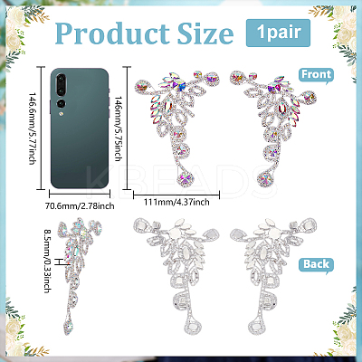 2Pcs 2 Styles Flower Alloy Rhinestone Ornament Accessories DIY-FG0008-05A-1
