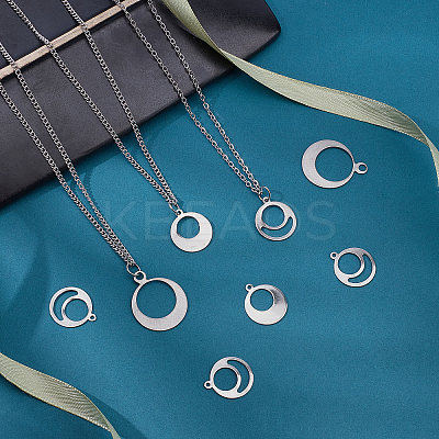 60Pcs 3 Style 201 Stainless Steel Pendants STAS-UN0029-28-1