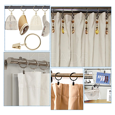 40Pcs Round Ring Iron Hook Hangers Curtain FIND-SP0003-46B-LG-1