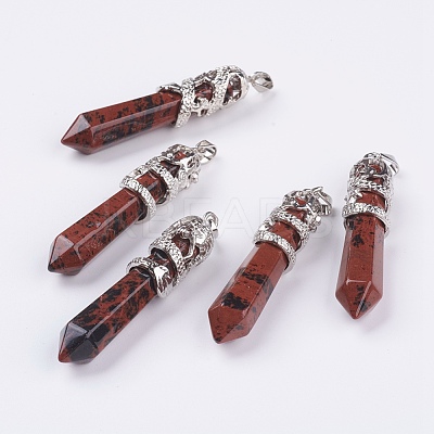 Natural Obsidian Big Pointed Pendants G-G738-A-01-1