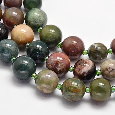 Natural Moss Agate Graduated Beaded Necklaces NJEW-F113-01C-1