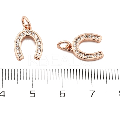 CZ Brass Micro Pave Cubic Zirconia Horse Shoe Charms ZIRC-L018-13RG-1