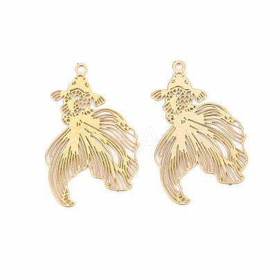 Rack Plating 201 Stainless Steel Filigree Pendants STAS-T057-35G-1