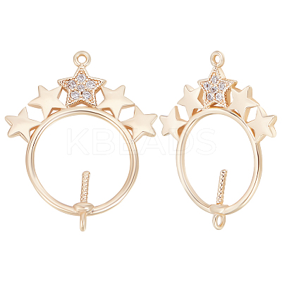 8Pcs Brass Micro Pave Clear Cubic Zirconia Peg Bails Links KK-BBC0007-74-1