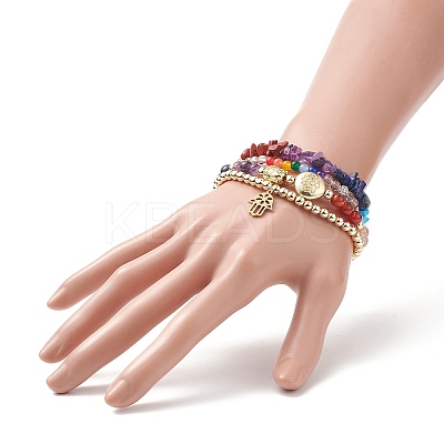 4Pcs 4 Style Natural Mixed Gemstone Beaded Stretch Bracelets Set BJEW-JB09222-1